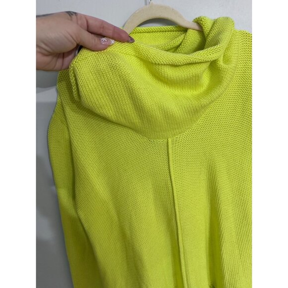 Pure Handknit Anthropologie cowl fringe hem sweater size  XL neon brat green - Picture 4 of 5